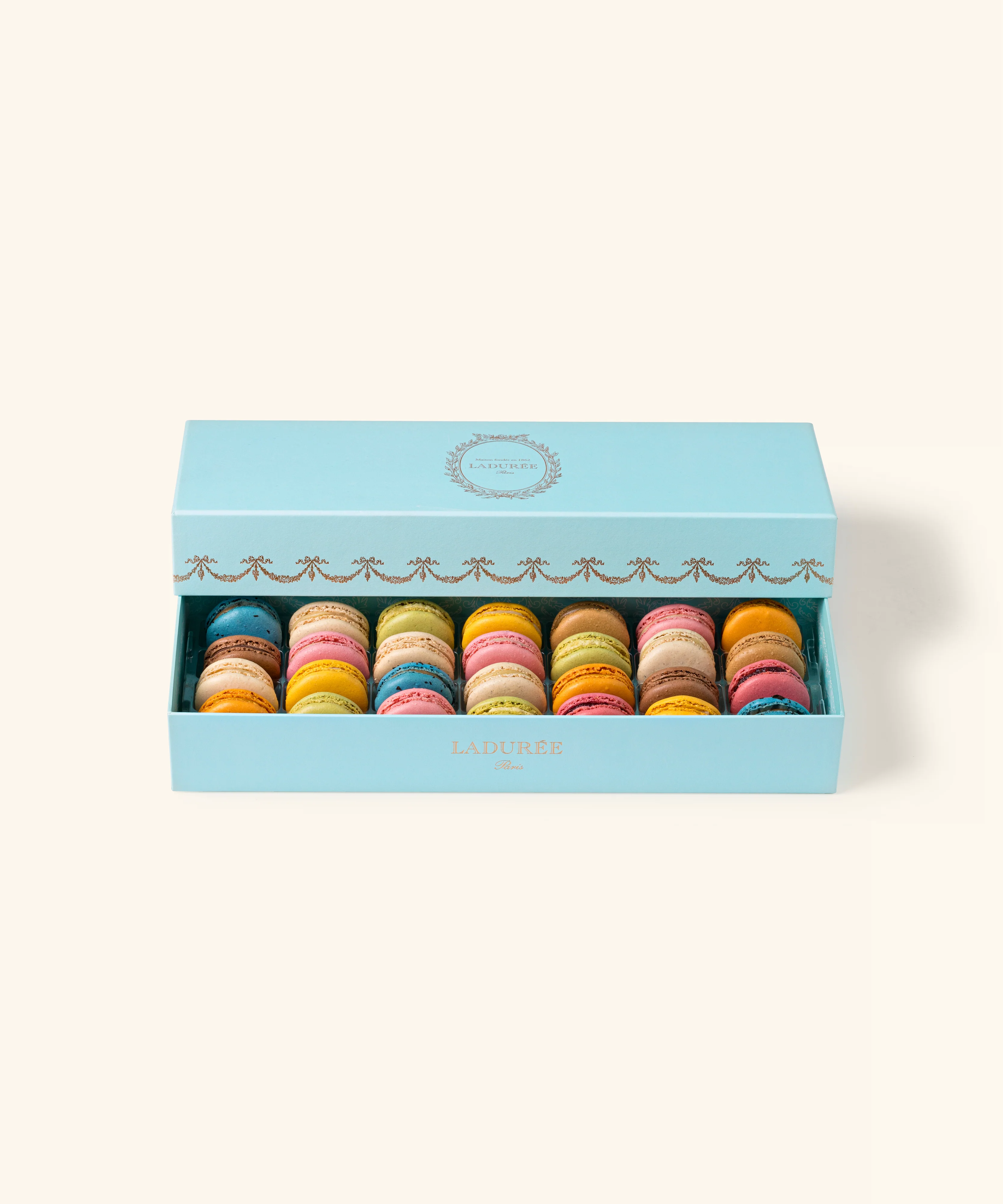Coffret de 28 macarons "Intemporel" - Bleu